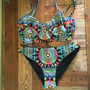 Mara Hoffman Tribal print Bustier Bikini Set XS